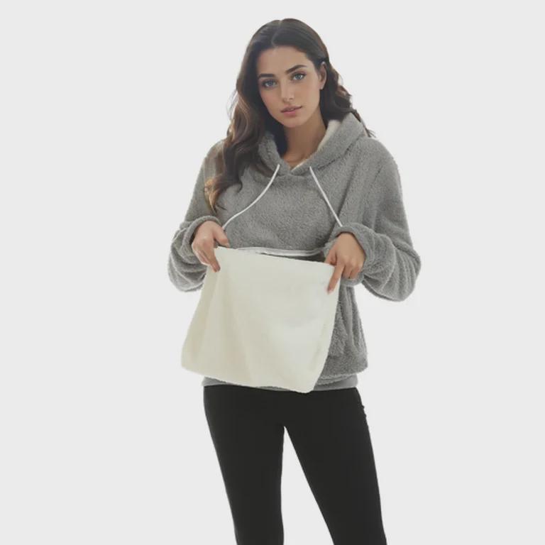 Solid Color Casual Hooded Sweatshirt: Winter Style, Plus Velvet, Thickened, Long Sleeve with Large Pocket.