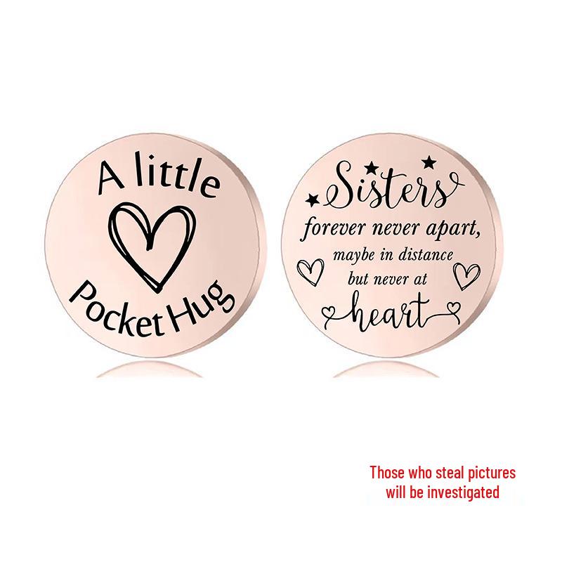 Lucky Charm Motivational Coin: Engravable Stainless Steel Couple & Family Gift Ornament.