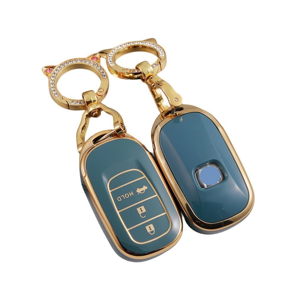 

[ZANEKO] Чехол для ключа New Step Wagon N-BOX Custom JF5 JF6 Совместимый Honda Vezel Чехол для ключа Civic ZR-V N-BOX JF5 JF6 Смарт-ключ (3 кнопки, синие)