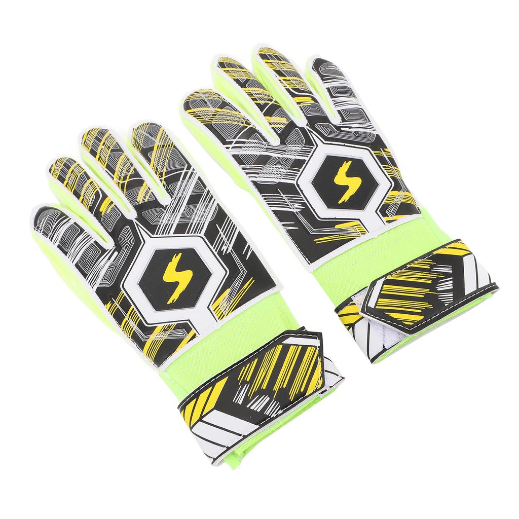 1 Pair Kids Soccer Gloves Latex Collision Resistance Football Goalkeeper Gloves for Grip Finger Guard Yellow Size 7