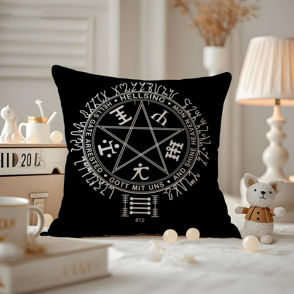 Anime C-Castlevania Cushion Cover Anti-dustmite Pillowcase Invisible Zipper Silky Short Plush Sofa Cushion Cover