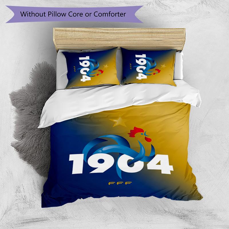 France Football Printed Bedding 3 Piece Set Cozy Breathable Bed Cover Set as Housewarming Holiday Gift