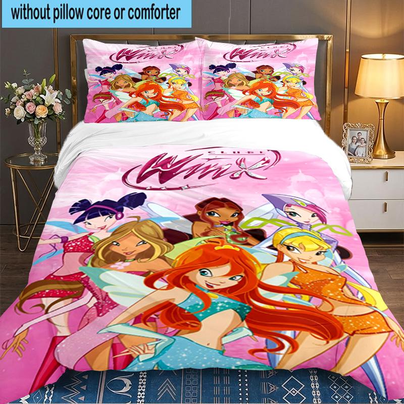 Wink Club Magical Friendship 3PCS Bedding set,Ideal for 1pc Duvet Cover And 2pcs Pillowcases Perfect for Fan gift,Ideal for Bedroom, Dormitory