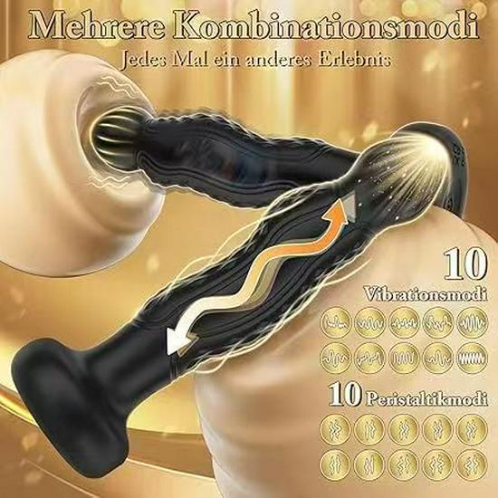 Remote-Control Telescopic Vibrating Wand with Suction Cup Prostate Massager Dildo.