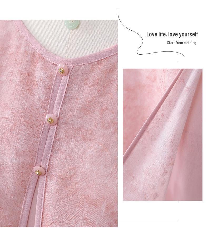 Mom's 2026 Chic Summer Chiffon Blouse: Elegant Two-Piece Style for Middle-Aged Women