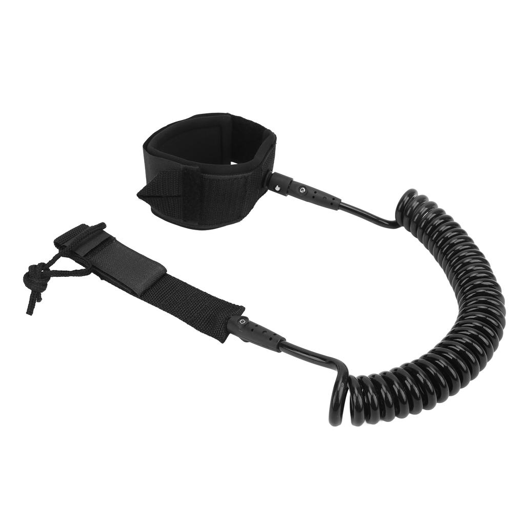 Surfboard Leash High Elasticity TPU Black Coiled Surfing Leg Rope for Paddleboards Longboards