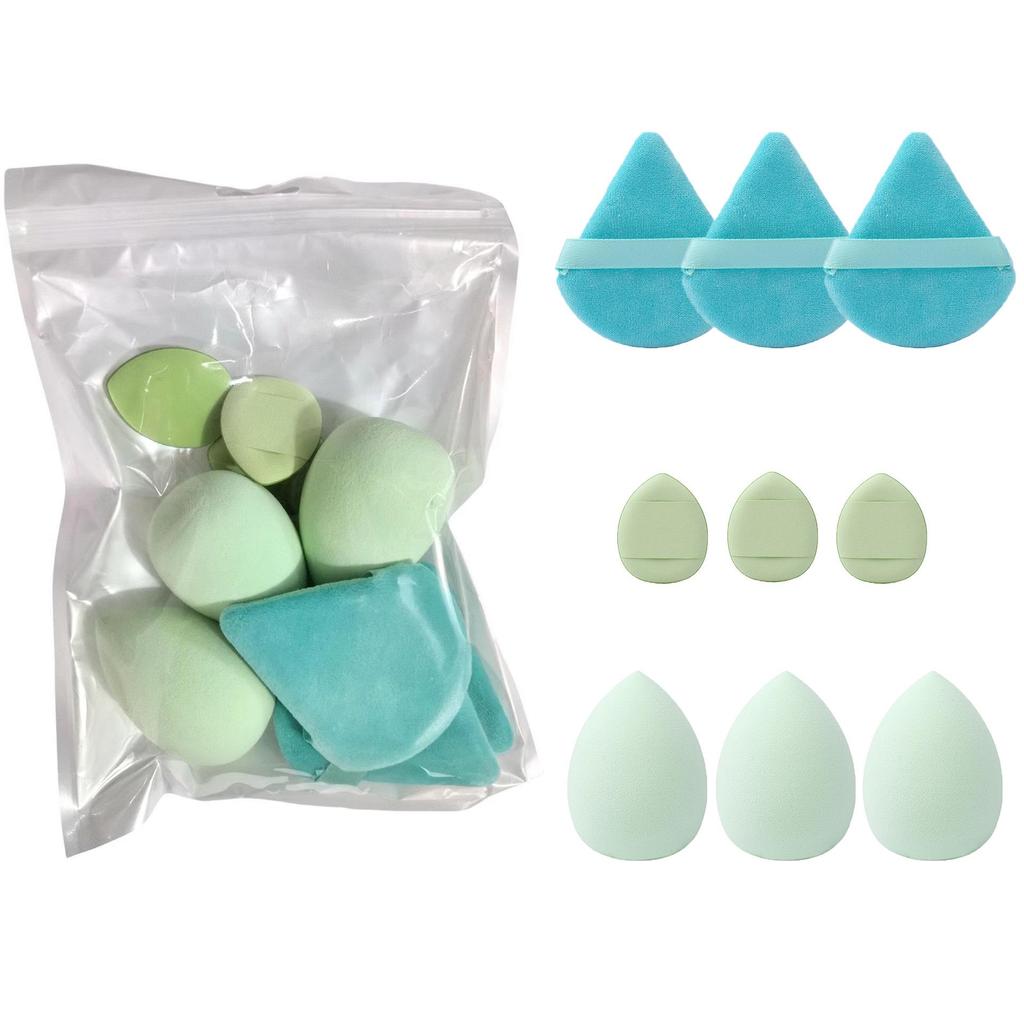 9-Piece Non-Absorbing Puff Makeup Sponge Set for Wet & Dry Use