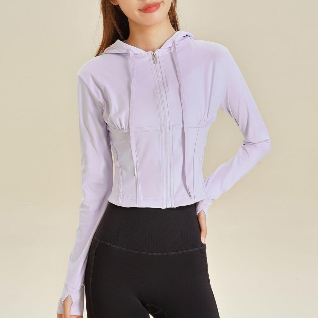 Lulu 2025 Slim Fit Fishbone Zipper Hoodie – Autumn/Winter Sports Yoga Jacket