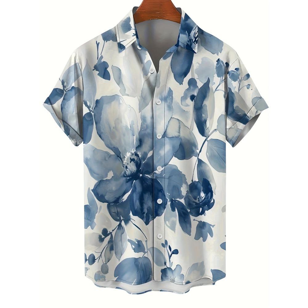 

Рубашки в гавайском стиле, мужские свободные топы с коротким рукавом, пляжный отдых и приключения на выходных, рубашки с 3D-принтом с изображением тропических растений XL