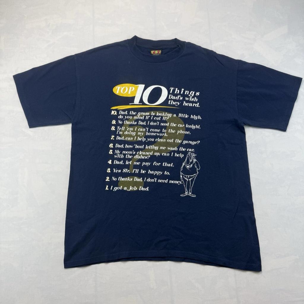 Vintage TSI Top 10 Dad Humor Graphic T Shirt Adult Large Funny Tee