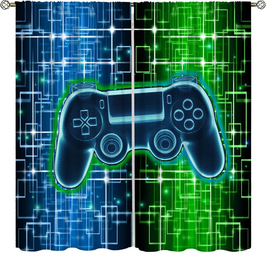 Modern Game Curtains Cartoon Abstract Colour Pigment Creative Electronic Video Gamepad Windows Treatments Insulation Curtain Thermal Polyester