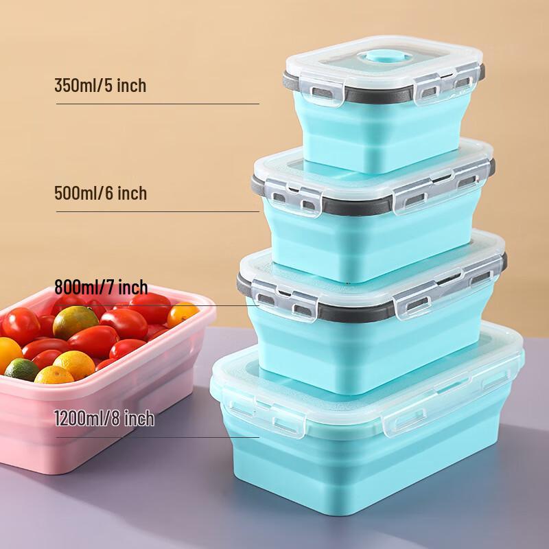 Collapsible Silicone Food Storage Container Set - 4 Piece