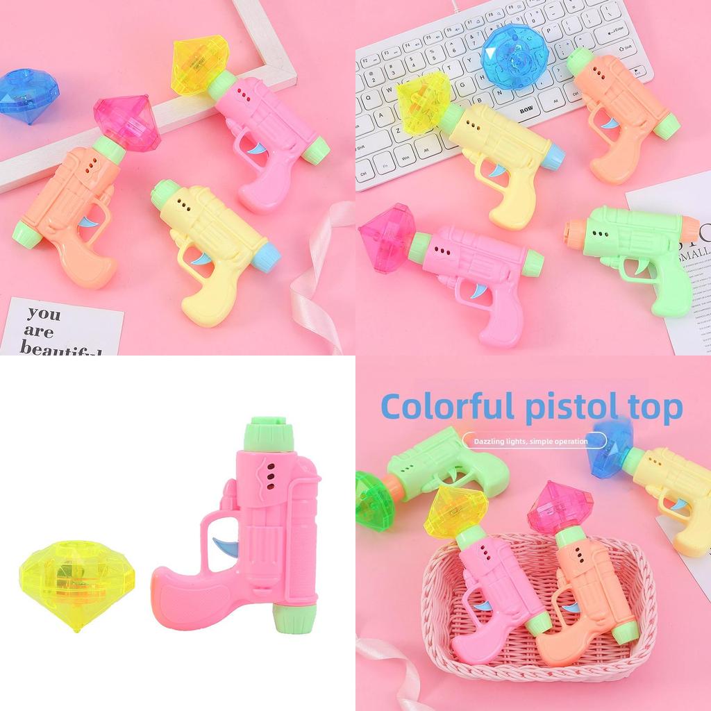 Childrens Plastic Flying Disk With Flashing Spinner And Launcher For Outdoor Play