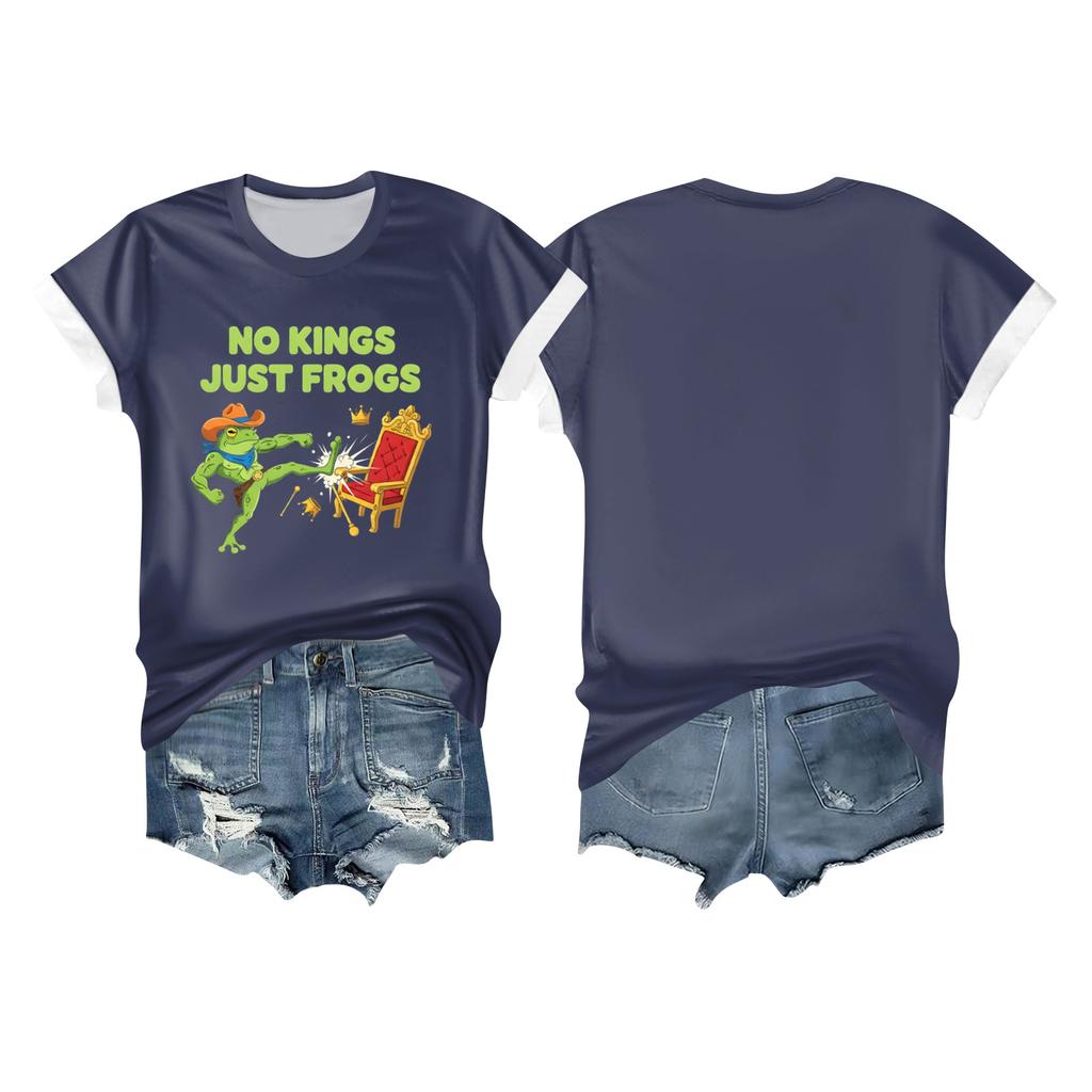 Women's Casual Printed T-shirt Round Neck Pullover Short-sleeved Top