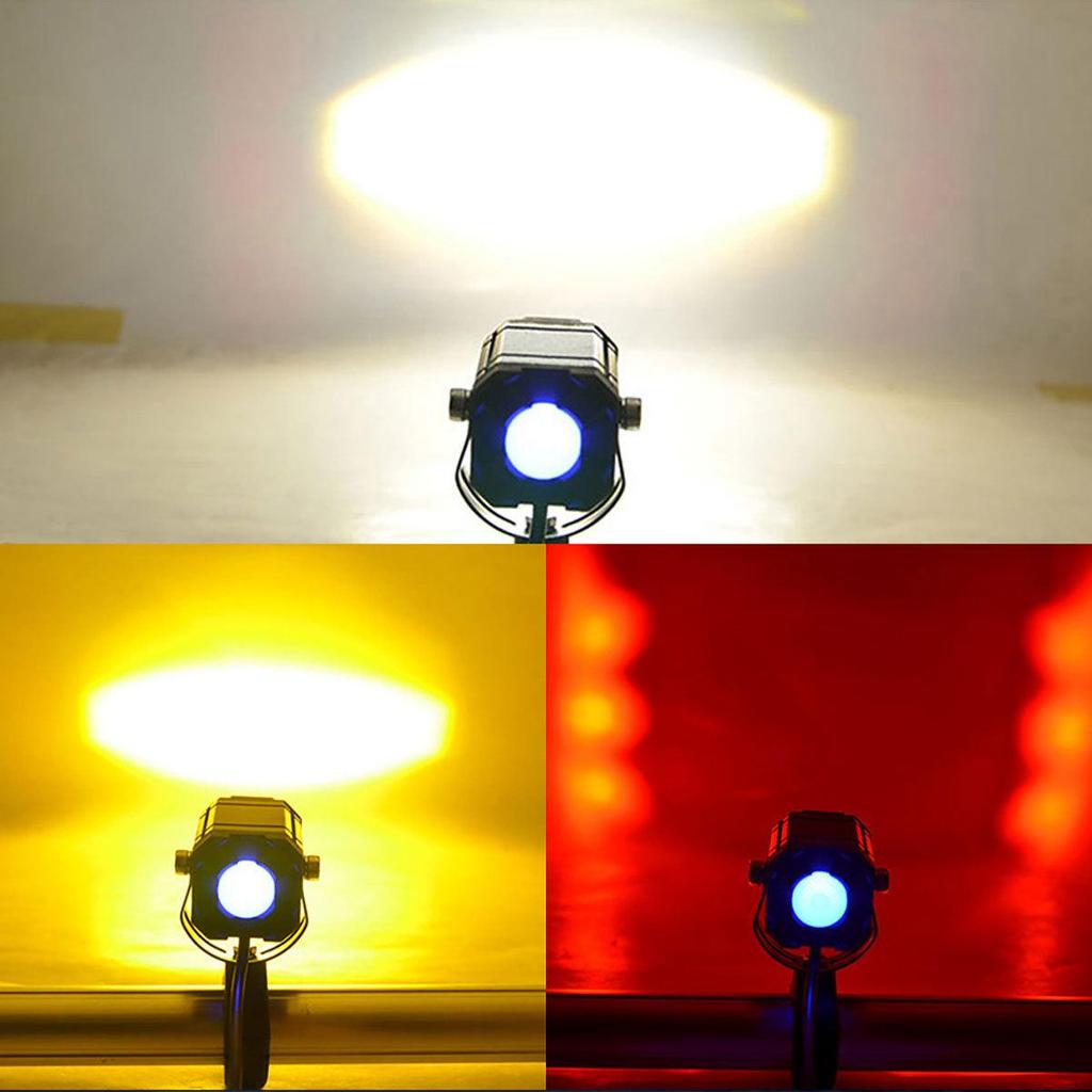 Devil Eye LED Motorcycle Headlight - High/Low Beam, White/Yellow Strobe