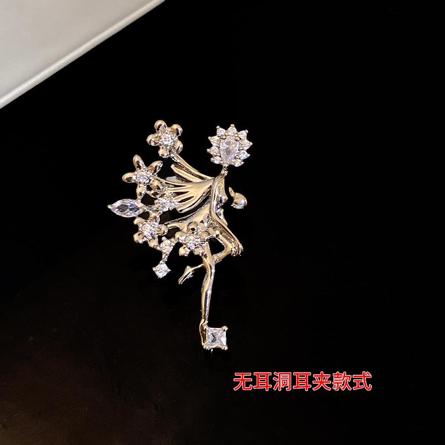 

Korean zircon flower ear clips, personalized fashion design sense, no ear piercings, earrings, light luxury and high-end earrings.