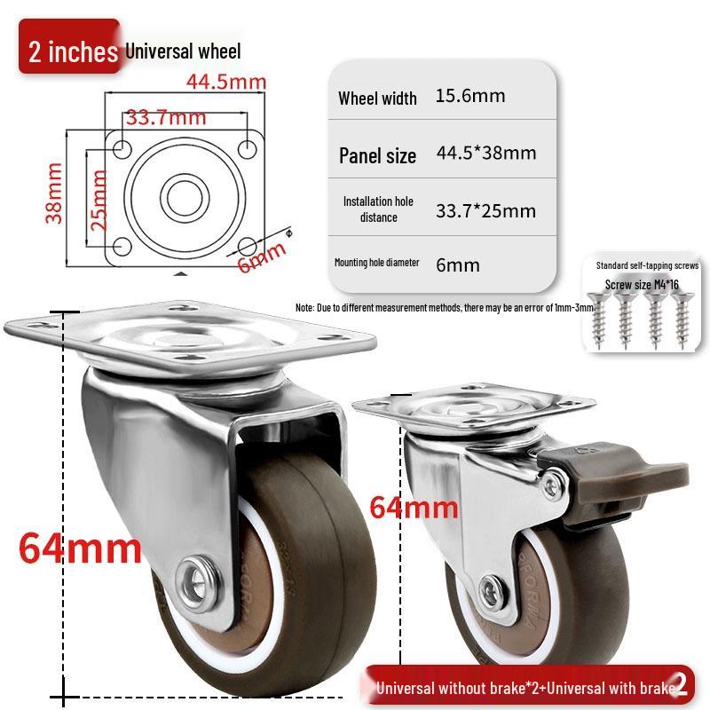 Ultra-Quiet Universal Small Trolley Load-Bearing Swivel Caster for Furniture