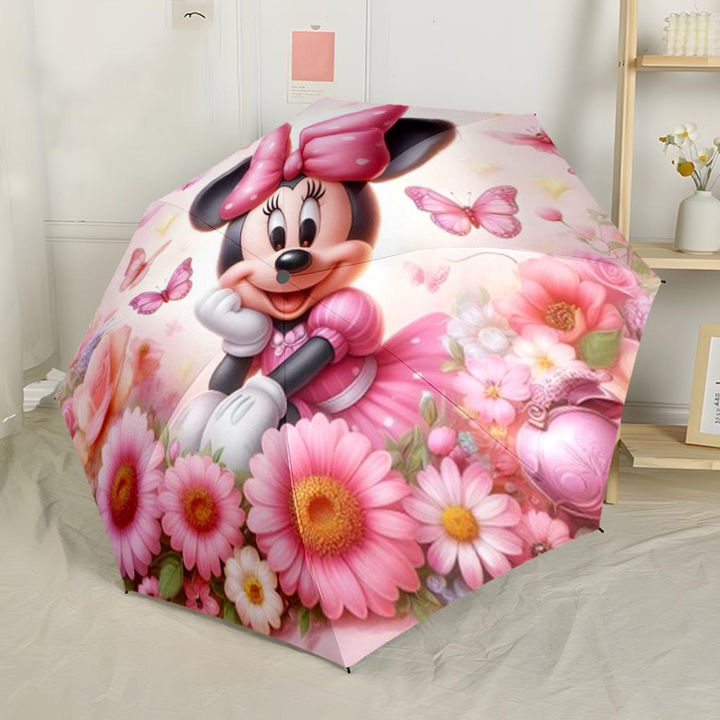 Mickey Mouse Compact Travel Automatic Umbrella Sturdy 8-Rib Shaft Foldable Design All-Season Umbrella for Travel Fashion Lovers