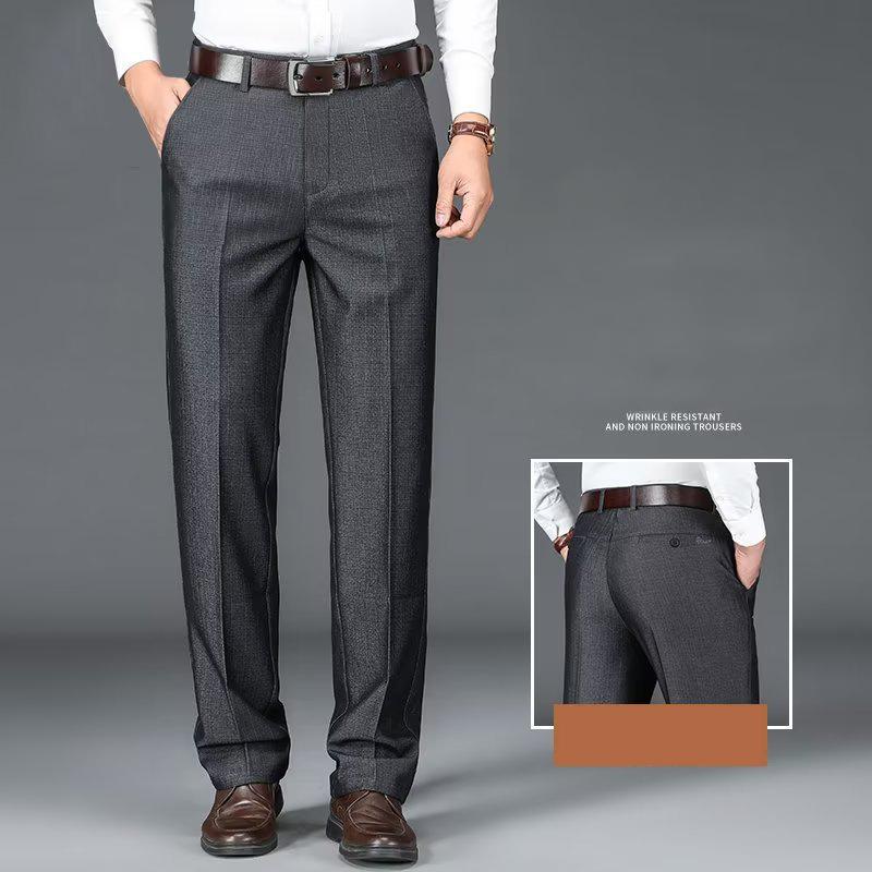 Men's Classic Straight Leg Business Pants Solid Formal Occasion Office Pants Baggy Trousers