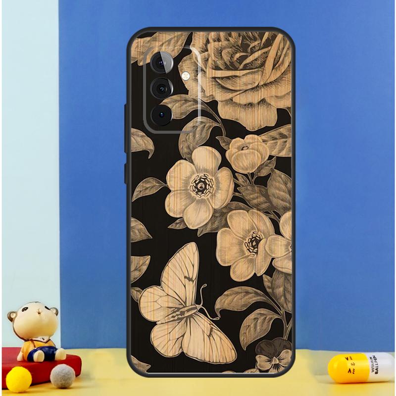 Tree Flower Bamboo Wood Case For Samsung Galaxy A14 A24 A34 A54 A53 A33 A13 A52 A32 A22 A12 A71 A51 A15 A25 Coque