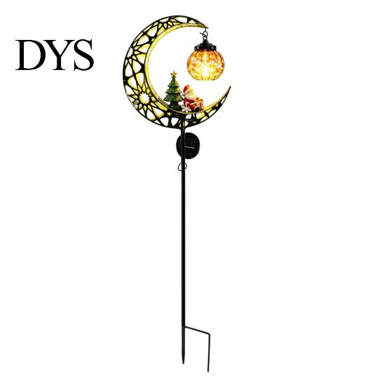 Outdoor Christmas Decorative Stakes Solar Moon Light, Santa Snowman Crescent Garden Stake Warm Weather Resistant Lawn LED Glow, Festive Pathway Light