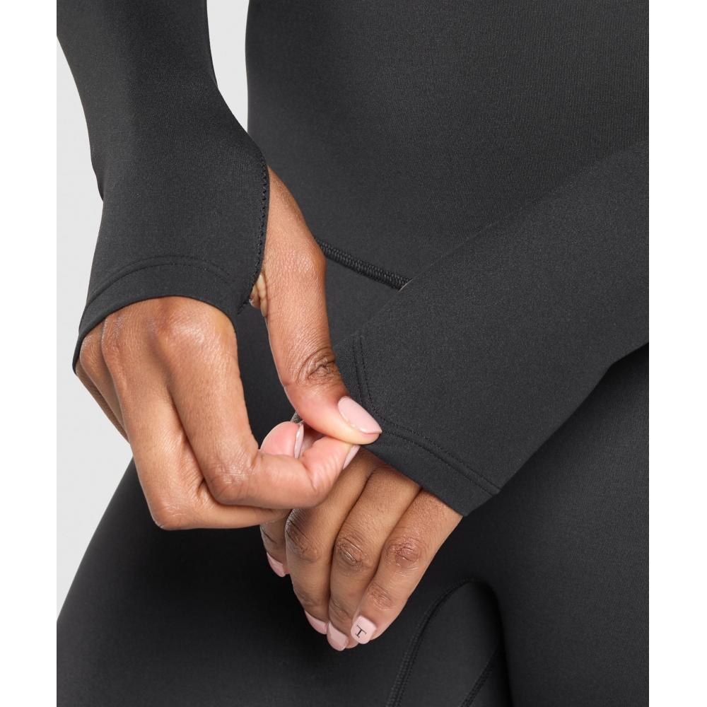 Gymshark Twist Front Long Sleeve Top Black B3c8m Bb2j