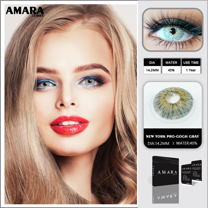 AMARA LENSES 1 Paar N YORK PRO Farbkontaktlinsen, natürlich aussehende Kontaktlinsen-Augenkosmetik