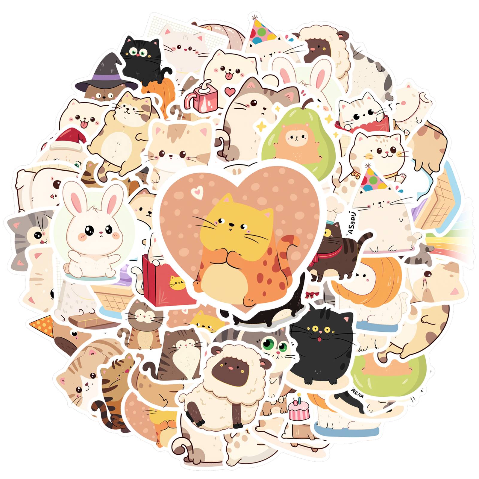 35pcs Cute Animals Stickers Playful Cats Stickers DIY Stickers For Guitar DIY Skateboard Laptop Luggage Decor DIY Phone