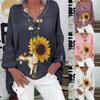 Plus Size Women Casual Long Sleeve Floral Print Loose V-neck Shirt Blouse Top