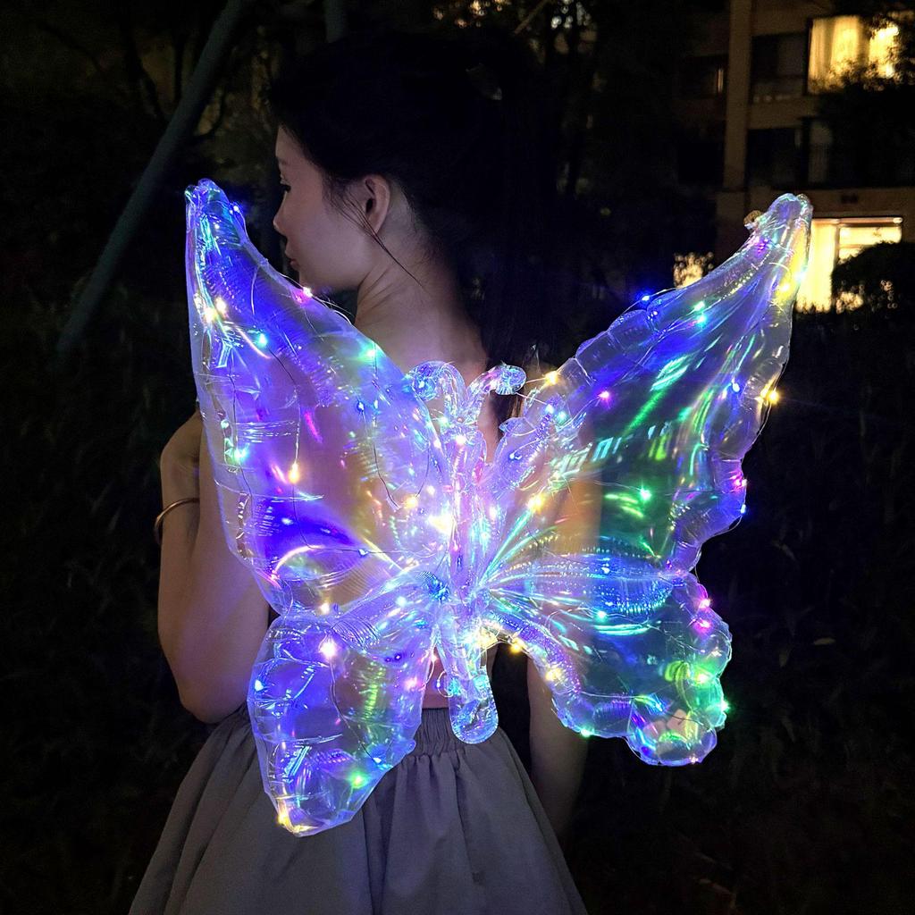 Colorful Luminous Butterfly Wings Balloons for Children's Night Market Decoration