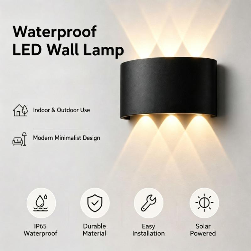 IP65 Waterproof LED Wall Light, Outdoor Up & Down Wall Lamp for Garden Stairs Patio Night Lighting