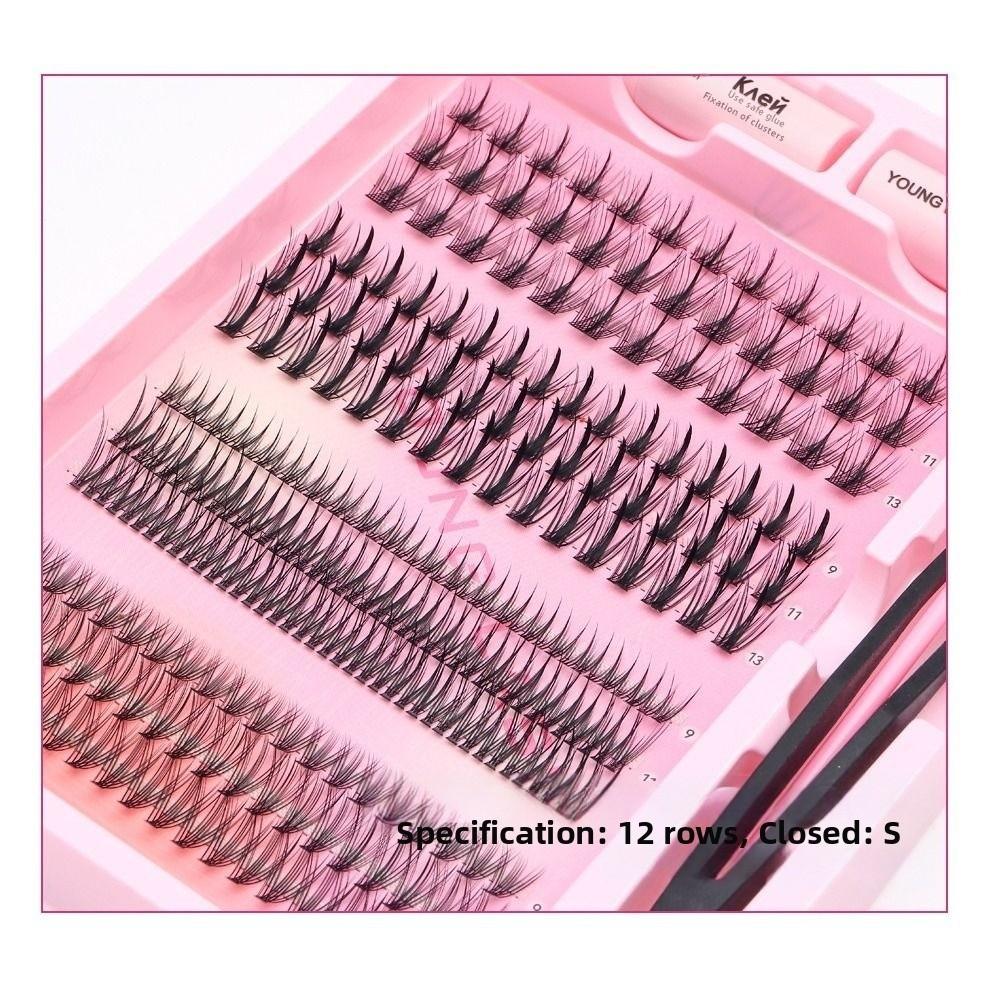 Soft PBT Material Individual Lash Clusters Mixed Length Peacock Fish Lashes For Beginner