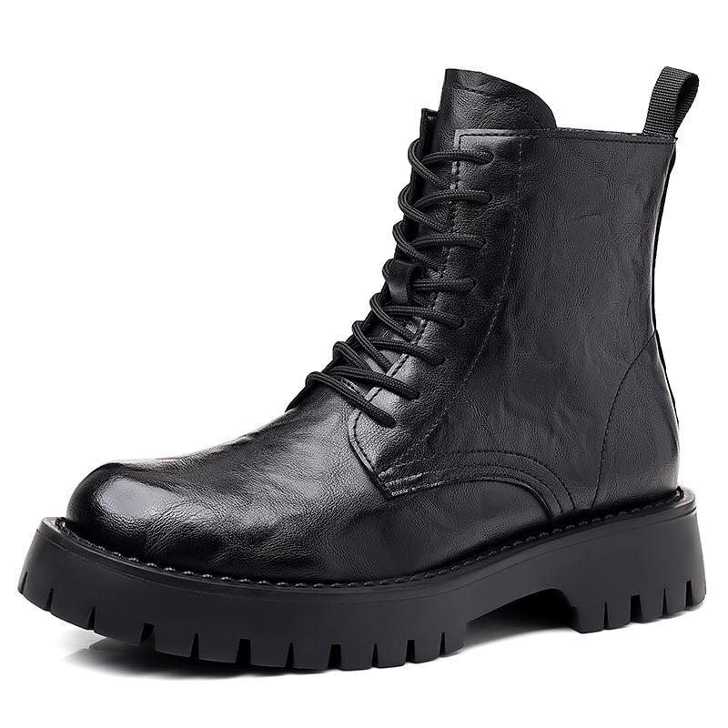 

Новое поступление осенние ранние зимние ботинки мужские туфли на платформе крутые молодые мужские ботинки модная уличная мужская обувь одинарные ботильоны 44 чёрный