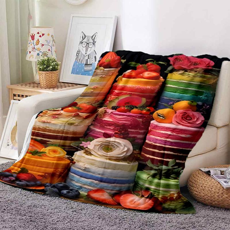 1PC Food Elements printed blanket, all season lightweight home office outdoor nap multifunctional blanket A1