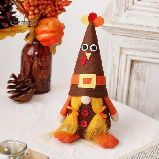 Thanksgiving Turkey Gnome Decor Halloween Plush Decorations, Handmade Scandinavian Tomte for Autumn Tiered Tray Decoration Fall Table Decor,