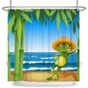 Funny Frog Cartoon Shower Curtain Sets Leaf Animal Creative Children Bathroom Decor Waterproof Fabric Home Hooks Bath Curtains