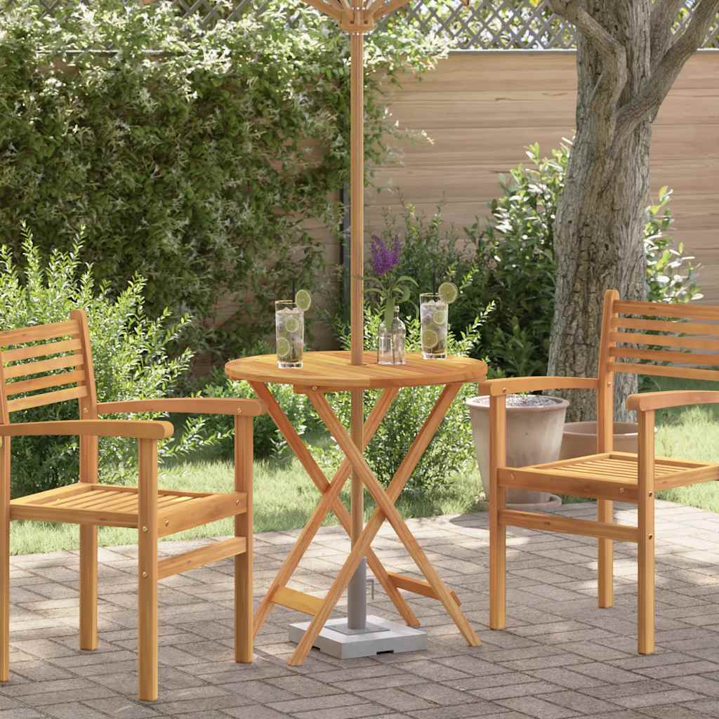 Foldable Garden Table Ø60x75 Cm Solid Eucalyptus Wood