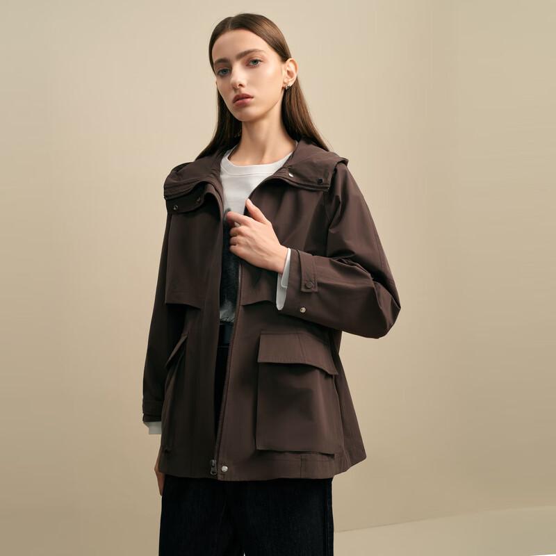 

Elva Island Women s Hooded Workwear Short Trench Coat S