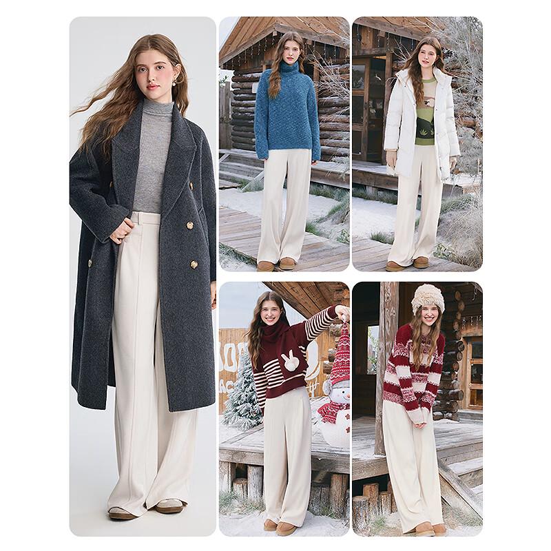 BETU Women's 2025 Winter High-Waist Wide-Leg Trousers