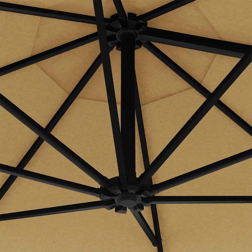 Wall Mounted Sun Umbrella with LEDs 300 cm Taupe