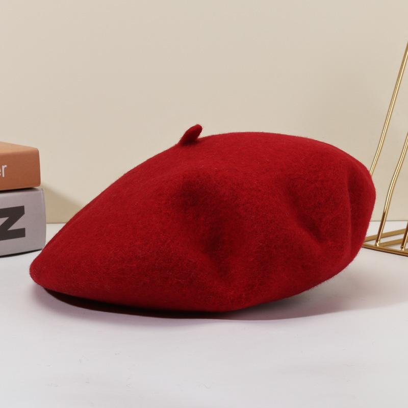 Beret Wool Knit Autumn Winter Vintage Womens Casual Outing Warm Comfortable