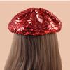 Solid Color Glitter Beanie Cap Retro Women's Sequin Beret Shiny Painter Hat  Music Festivals