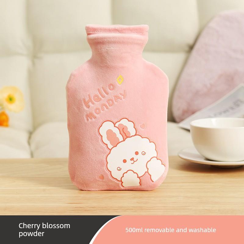 Plush Cute Hot Water Bottle for Female Students, Thickened and Explosion-Proof, for Winter Use, Portable for Warming Hands and Waist