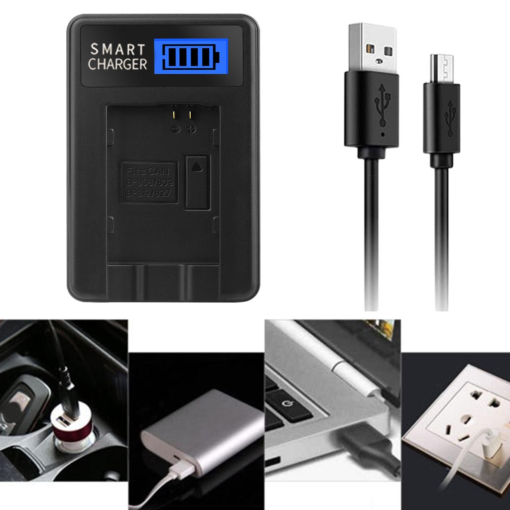 Compact ABS BP 808 Camera Battery Charger with LCD Display for Canon FS100 Camera Versatile Charging Option USB Charger