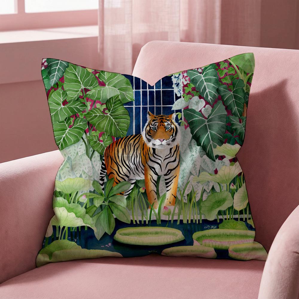 Cheetah Llama Leopard Jungle Cushion Cover Multi-Scene Pillow Cover for Home & Car - Reversible, Soft & Durable for Daily Use