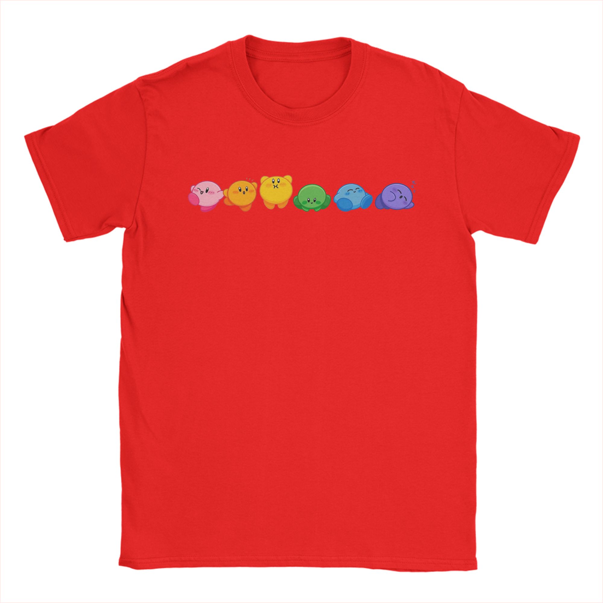 

Men Kirbys Rainbow T Shirt Pure Cotton Clothing Leisure Short Sleeve O Neck Tees Gift Idea TShirt M