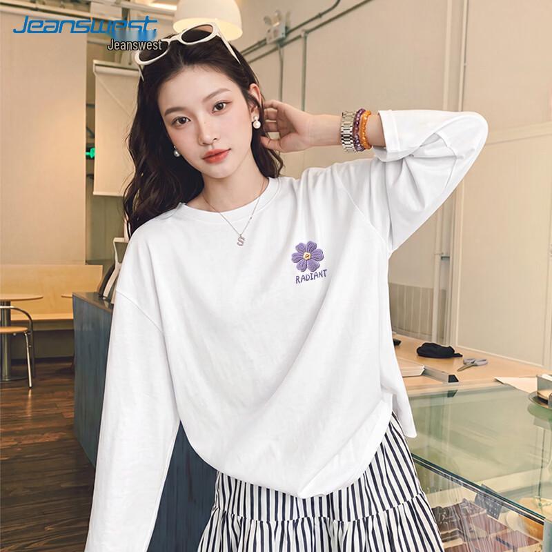 Jeanswest Women's 2026 Autumn Pure Cotton Loose Long-Sleeve T-Shirt