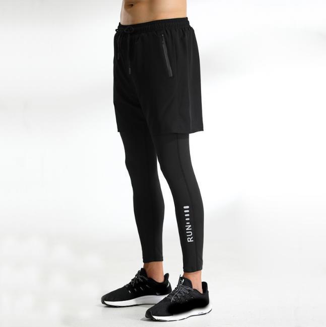 

Men Running Trousers Run Trouser 2 In 1 Double Layer Pant Tight Training Basketball Legging Print Fitness Sweatpant with Pockets XS