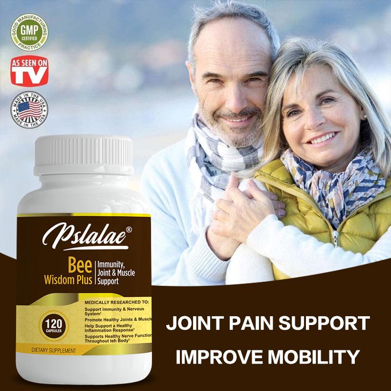 Pslalae Cápsulas de extrato puro de veneno de abelha, contendo glucosamina, aliviam a dor nas articulações, adequadas para homens e mulheres.