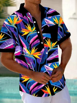 Hawaiian Tropical Floral Print Men's Short Sleeve Shirt